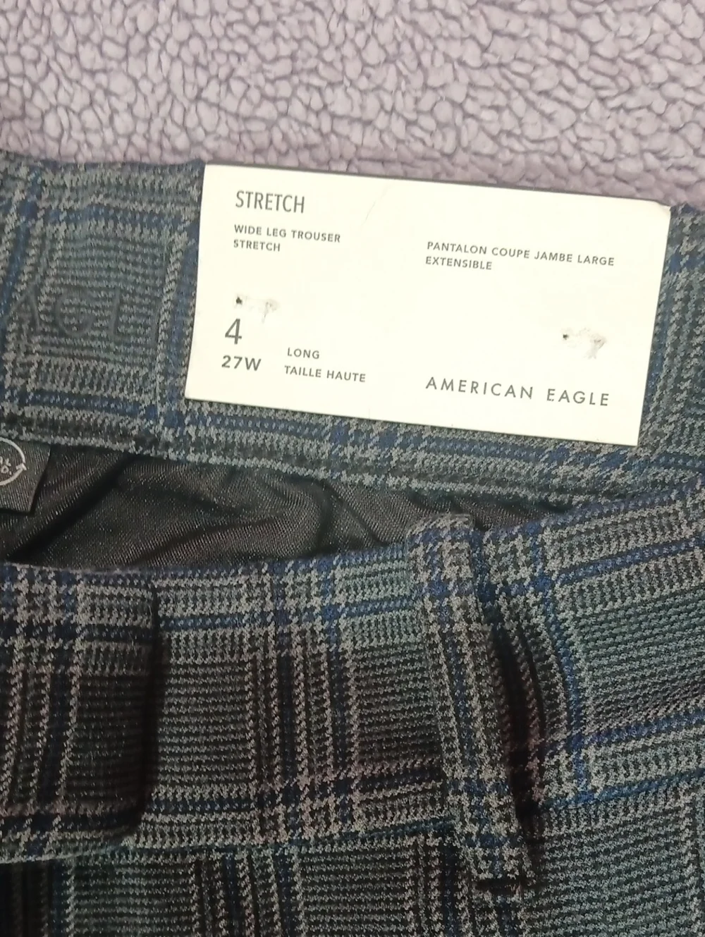 American Eagle Outfitters Dark Green Plaid Straight-Leg Pants